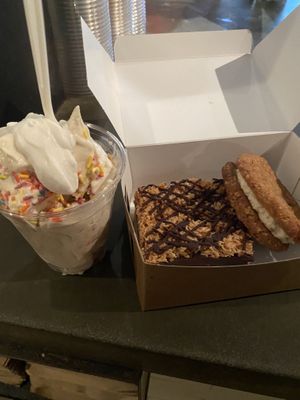 Birthday cake tsoynami, hunk bar and oatmeal cookie sandwich   at nami Vegan Sweets in Phoenix