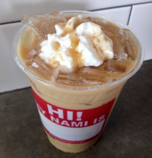 Nami's Caramel Mockiato (before) at nami Vegan Sweets in Phoenix