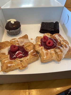Raspberry danishes, nami cake, and brownie at nami Vegan Sweets in Phoenix