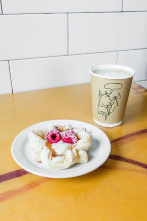 Danish with coffee at nami Vegan Sweets in Phoenix