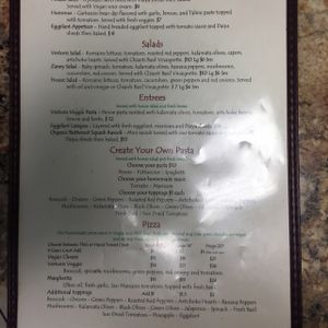 vegan menu part 2 at Vertoris Pizza House in Bradenton