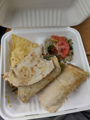 Falafel wrap - chips were very stale at Calactus Cafe in Moncton