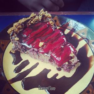 Vegan chocolate raspberry cream pie at Calactus Cafe in Moncton