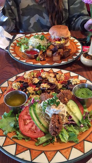 Falafel Salad & Indian Pizza at Calactus Cafe in Moncton