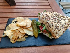 Vegan tuna sandwich at bar GINGER in Prague
