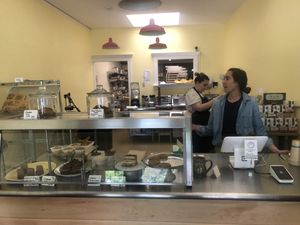 Vegan bakery counter and display case  at The Humble Peach in Amherst