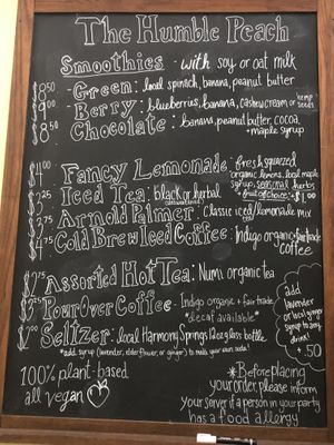 Drink menu May 2022 (subject to change)  at The Humble Peach in Amherst