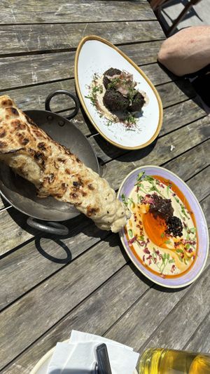 Iraqi pita, falafel, best hummus EVER   at Queen of Cups in Glastonbury