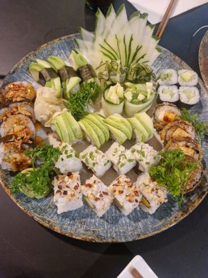 Vegan sushi plate at Baushi in Carvoeiro