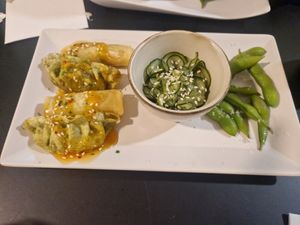 Starter to share - edamame was already in my belly at Baushi in Carvoeiro