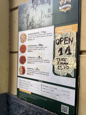 The menu  at Pizzeria da Michele in Naples