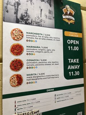Menu  at Pizzeria da Michele in Naples