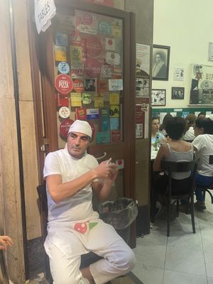 The Door Guy at Pizzeria da Michele in Naples