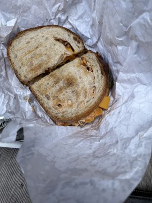  Sweet potato sandwich with vegan cheese and marinated kale  at Laughing V in New York City