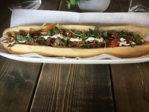 Vegan baguette sandwich  at Cafe Bel-Air in Edmonton