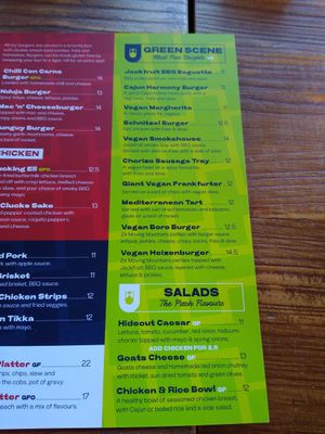 Vegan section - but beware the salads (in this section) aren't vegan at The Hideout Cafe Kitchen & Bar in Scarborough