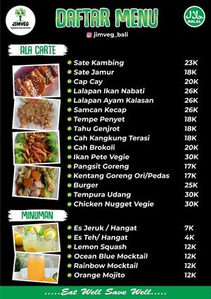 Vegan and pure vegetarian resto at Jimveg in Jimbaran