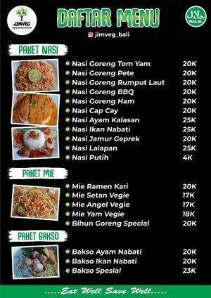 Vegan and pure vegetarian resto at Jimveg in Jimbaran