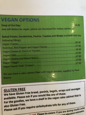 Vegan food menu  at No. 19 in Avoch