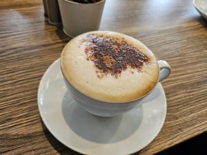 Cappuccino with oat milk at No. 19 in Avoch