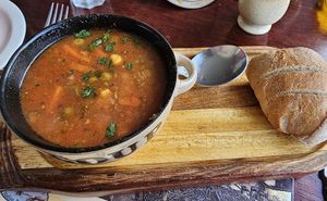Minestone Soup and crusty bread at Michelangelo Italian Restaurant in Ryde