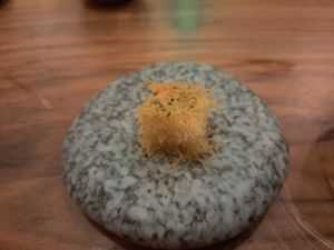 The cheese sweet thing at the beginning of the meal - vegetarian at Roof Garden in Athens