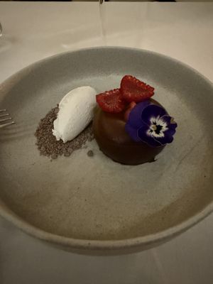 Choc mousse   at Roof Garden in Athens