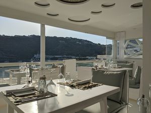 I came for a late lunch/early dinner in mid May so had the place to myself at first. It quickly filled up as sunset approached. at Phos Restaurant in Mykonos