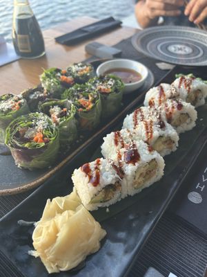 Sushi (must get) and rice rolls (skip)  at HANABI in Milos