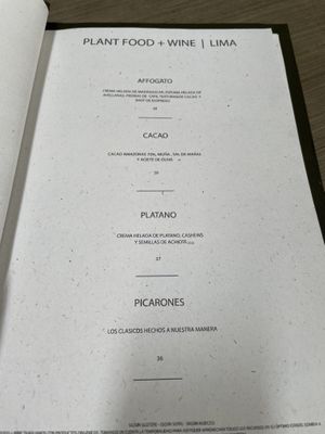 Desserts  at Plant Food + Wine in Lima