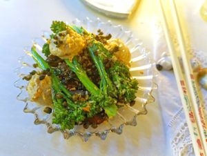 Portobello and Broccolini at Ostara Bar in Oslo