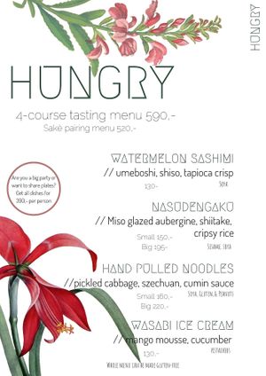 Menu for 2023 at Ostara Bar in Oslo