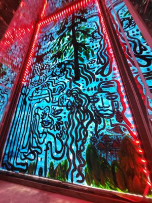 Bathroom art / mirror at Ostara Bar in Oslo