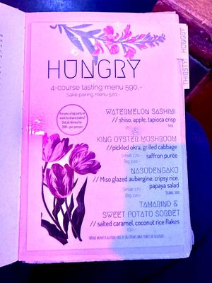 Menu (may change)  at Ostara Bar in Oslo