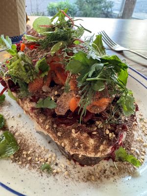 Fermented veggie toast! The best toast  at B-Side Foods in Seattle