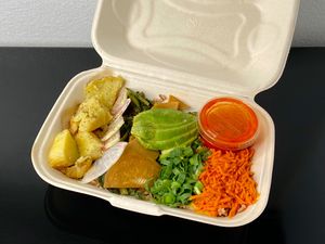 rice bowl w/avocado instead of egg + hot sauce (takeout) at B-Side Foods in Seattle