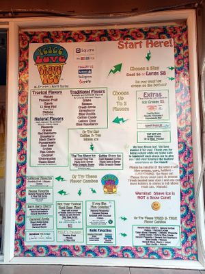 Full menu at the original site at Peace Love Shave Ice in Kihei