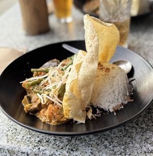 Vegetable Korma the chef made for us when we asked if they could make us something vegan  at 12 Rocks Beach Bar Cafe in Port Campbell