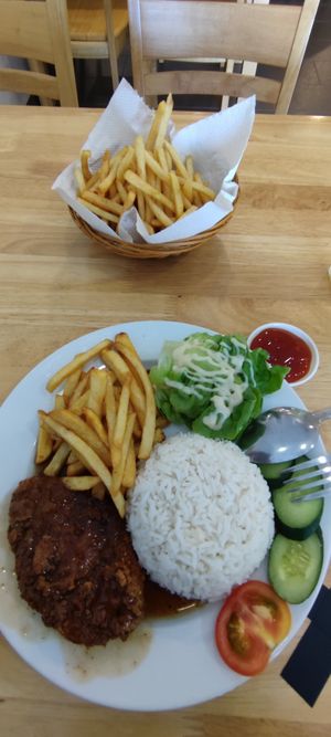 Western steak with extra fries. at My Friend Vegetarian Food - 我的朋友蔬食館 in Ipoh