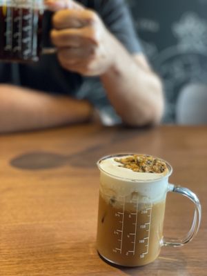 Sesame cream coffee. Unfortunately some plant-based cream coffee is not served as hot drink menu. No espresso available either  at Savage Garden - Maybe closed in Seoul