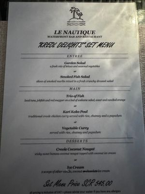  at Le Nautique Waterfront Restaurant in La Digue