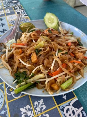 Vegan Pad Thai with Tofu   at Sanam Ging Merit Base - ฐานบุญ  in Phuket