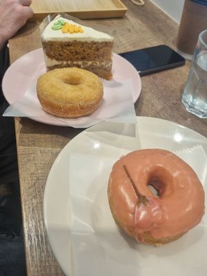 Carrot cake, cinnamon and Sakura donuts at Trick or Treat Vegan Sweets (formerly Canelita Sweets) in Osaka