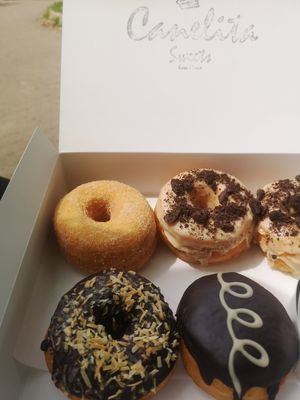 4 types of doughnuts at Trick or Treat Vegan Sweets (formerly Canelita Sweets) in Osaka