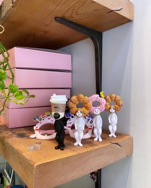 Cute doughnut cats in store   at Trick or Treat Vegan Sweets (formerly Canelita Sweets) in Osaka