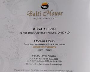 Menu page 7 (May 2022) at The Balti House in Scunthorpe