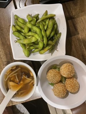 Appetizers and dessert  at OPLANTE Vegan Sushi & Wok  in Montreal