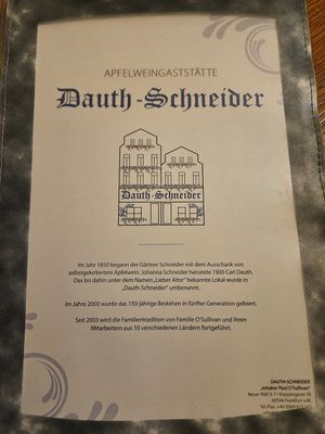 Menu at Dauth-Schneider in Frankfurt