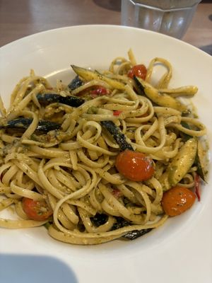 Linguini (prawn linguini on the menu just ask for it to be made vegan)  at The Seaforth in Ullapool