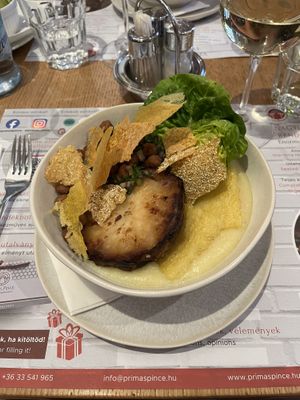 Creamy polenta with celeriac  at Prímás Pince in Esztergom